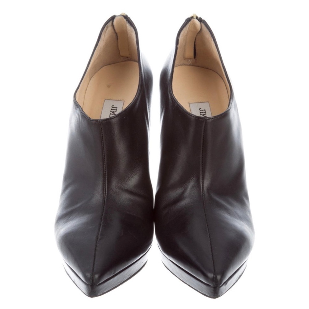 Jimmy Choo Black Leather Pointed Ankle Booties